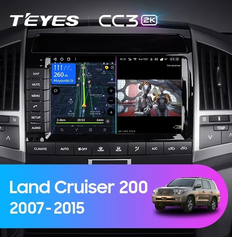 ШГУ Teyes CC3 2K 6/128GB Toyota Land Cruiser 200 TYPE C 2007-2015, 10.36" - фото