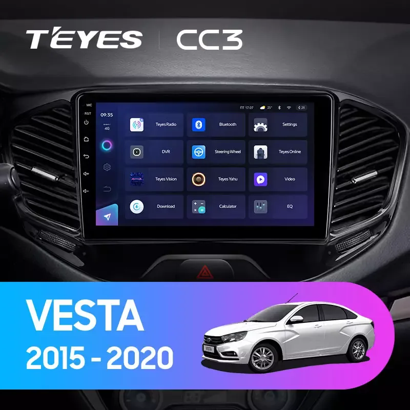 Комплект магнитолы TEYES CC3 2K 9.5" для ВАЗ (LADA) Vesta I 2015-2023