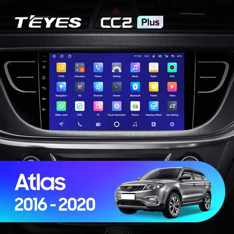 Комплект магнитолы TEYES CC2 Plus 9.0" для Geely Atlas 2016-2020