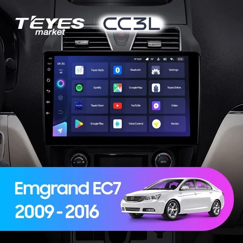 Комплект магнитолы TEYES CC3L 10.2" для Geely Emgrand EC7