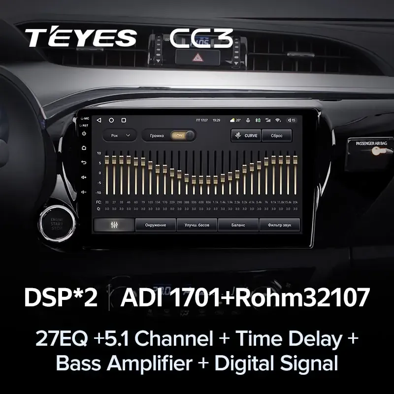 Комплект магнитолы TEYES CC3L 10.2" для Toyota Hilux