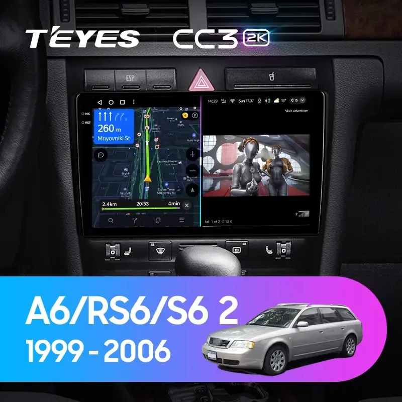Комплект магнитолы TEYES CC3 2K 9.5" для Audi A6 C5 1997-2004
