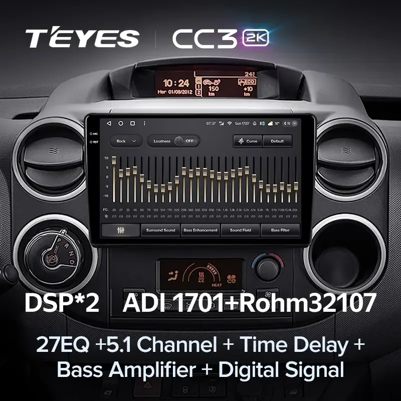 Комплект магнитолы TEYES CC3 2K 9.5" для Citroen Berlingo II 2008-2023