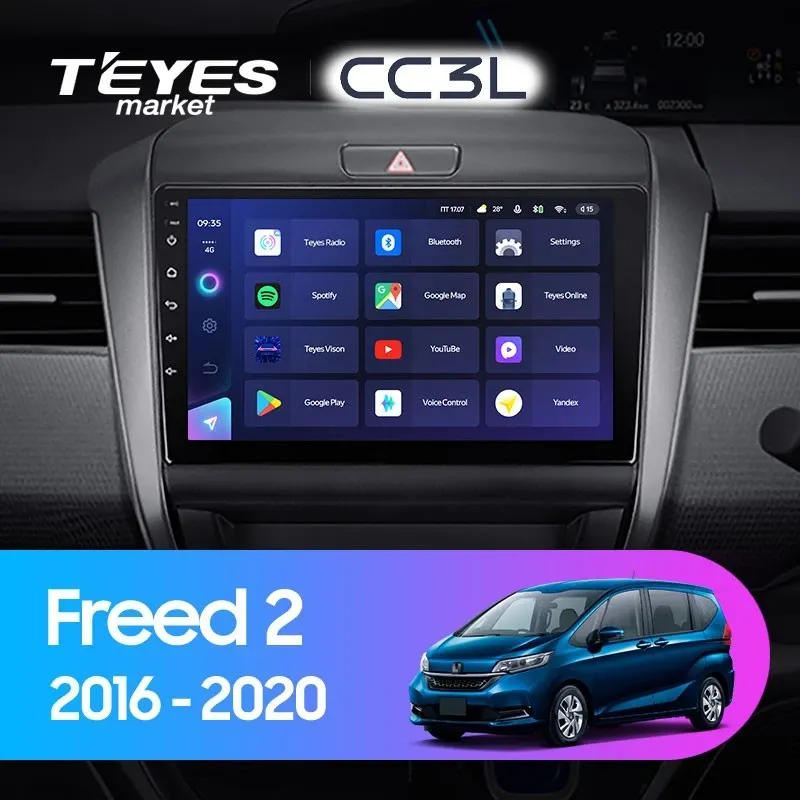 Комплект магнитолы TEYES CC3L 9.0" для Honda Freed